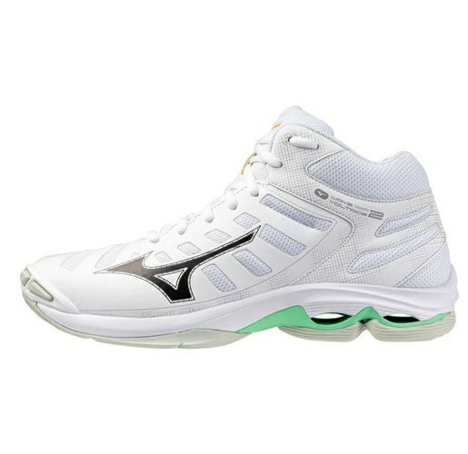 ミズノ ウエーブ ボルテージ 2 ミッドカット ホワイト フローズンエメラルド 2025