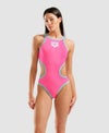 アリーナ ONE BIG LOGO ワンピーススイムスーツ ショッキングピンク/ウォーター